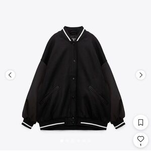 Zara Black and Gray Bomber Jacket